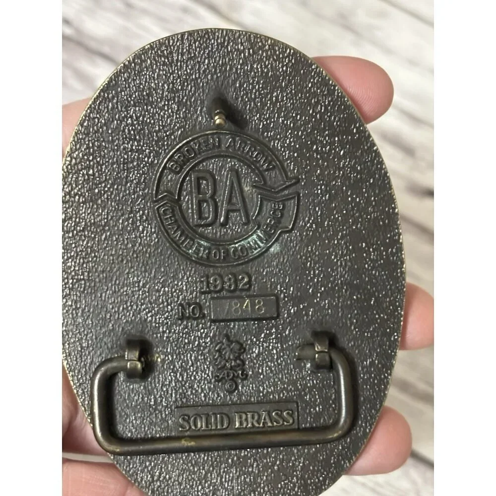 Estate Brass Broken Arrow Oklahoma Native American Peace Pipe Belt Buckle